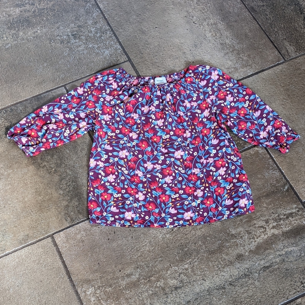 Old Navy Top Girls Boho Floral Size 8, Purple Red